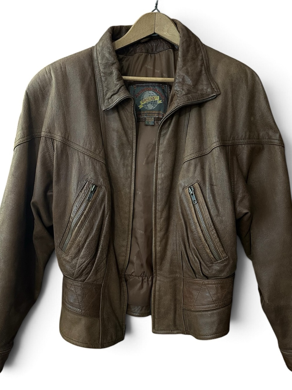 Vintage Adventure Bound by Wilsons Brown Leather Bomber Jacket - Size 8